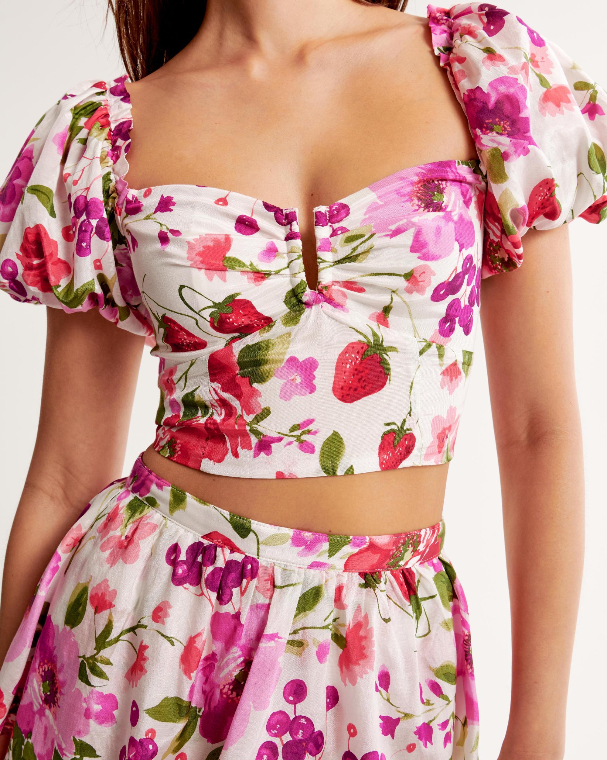 Drama Puff Sleeve Sweetheart Set Top Product Image