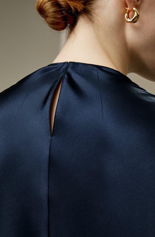 Lilysilk Oblique Wave Silk Blouse for Women in Navy Blue at Nordstrom, Size 14 Product Image