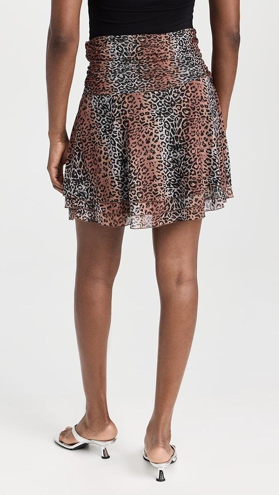 BruceGlen Linear Leopard Mesh Fold Over Skirt | Shopbop Product Image