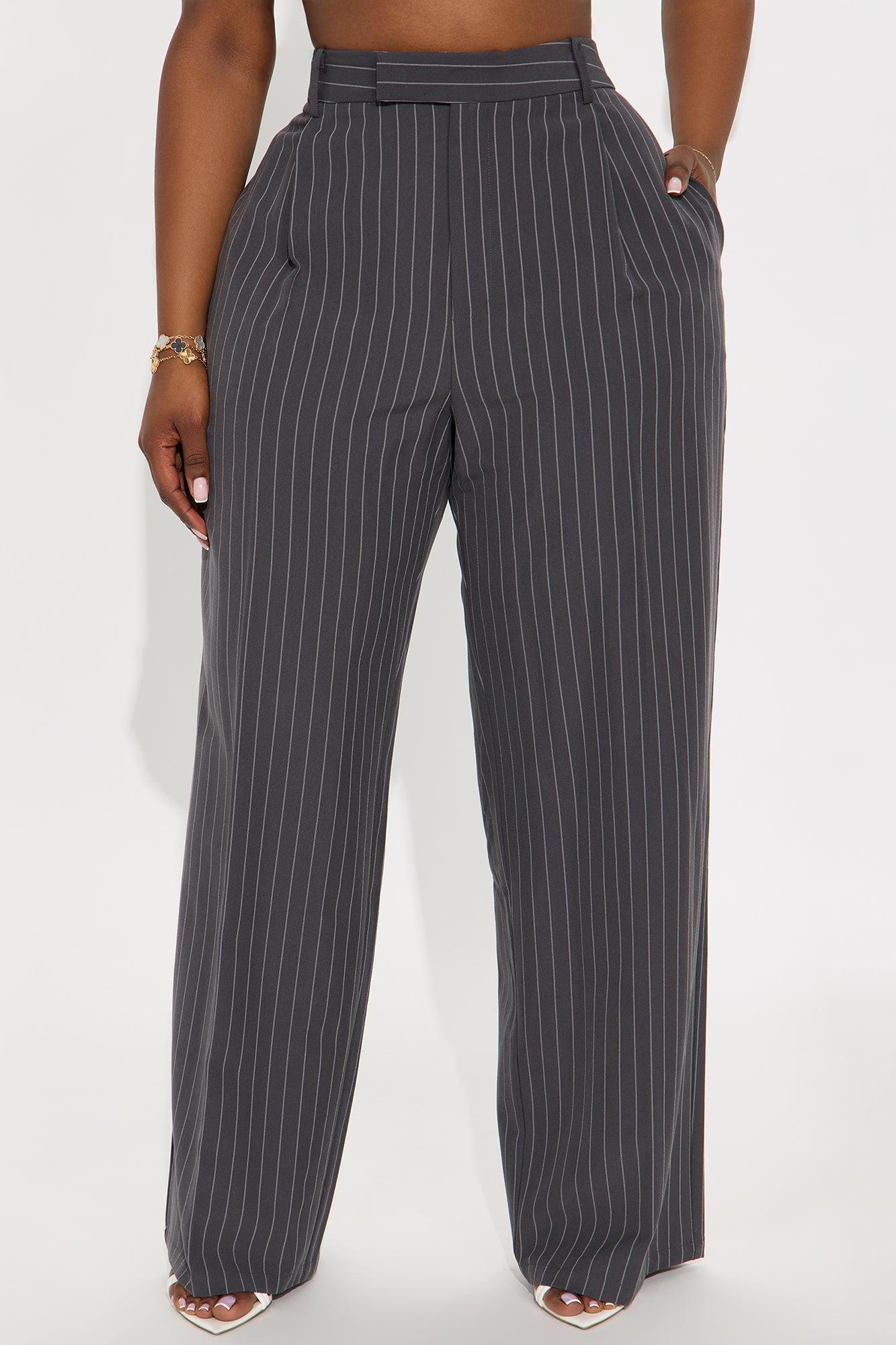 Angie Pinstripe Trouser - Charcoal Product Image