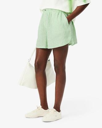 Loose Striped Linen Shorts Product Image
