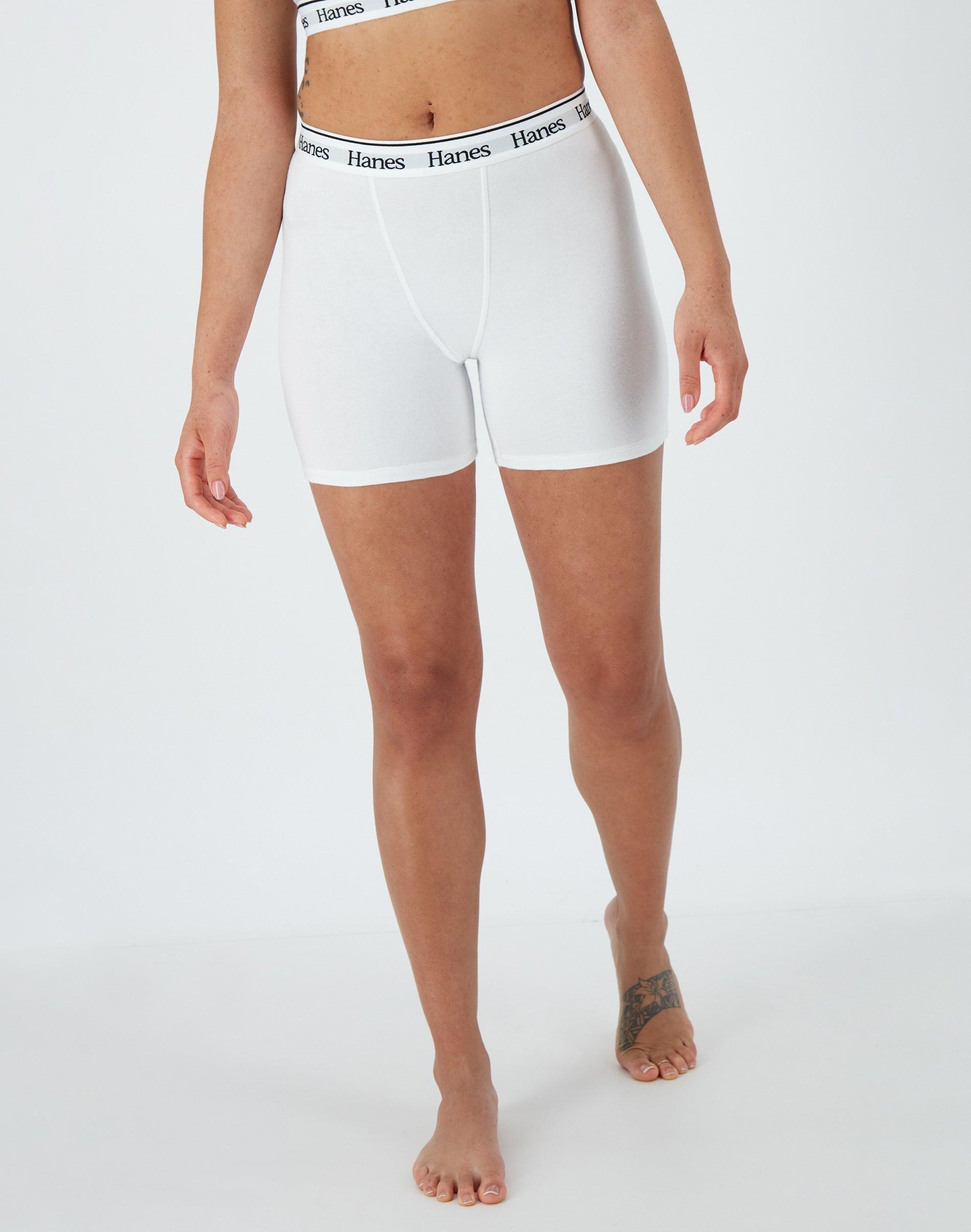 Hanes Originals Comfywear Womens Boxer Shorts White XL Product Image