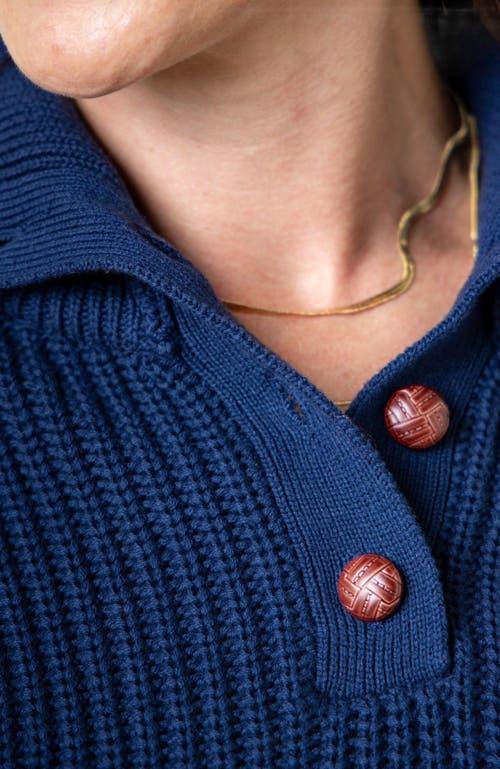 Hope & Henry Women's Organic Spread Collar Sweater in Navy Cardigan Stitch at Nordstrom, Size X-Small Product Image