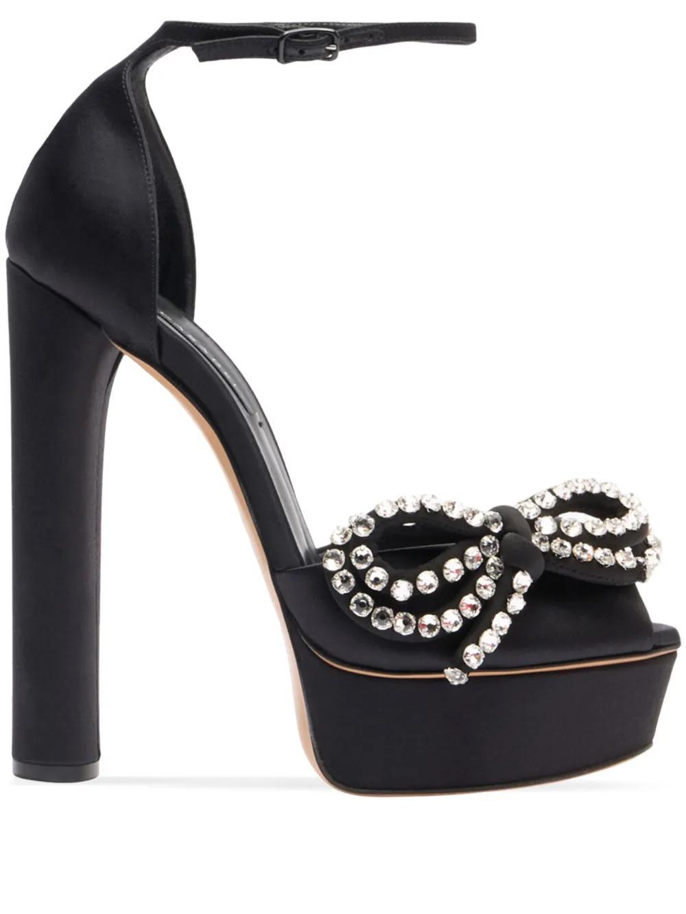 CASADEI Judith Flora Satin Platform Sandals - Woman Platforms Black 40 Product Image
