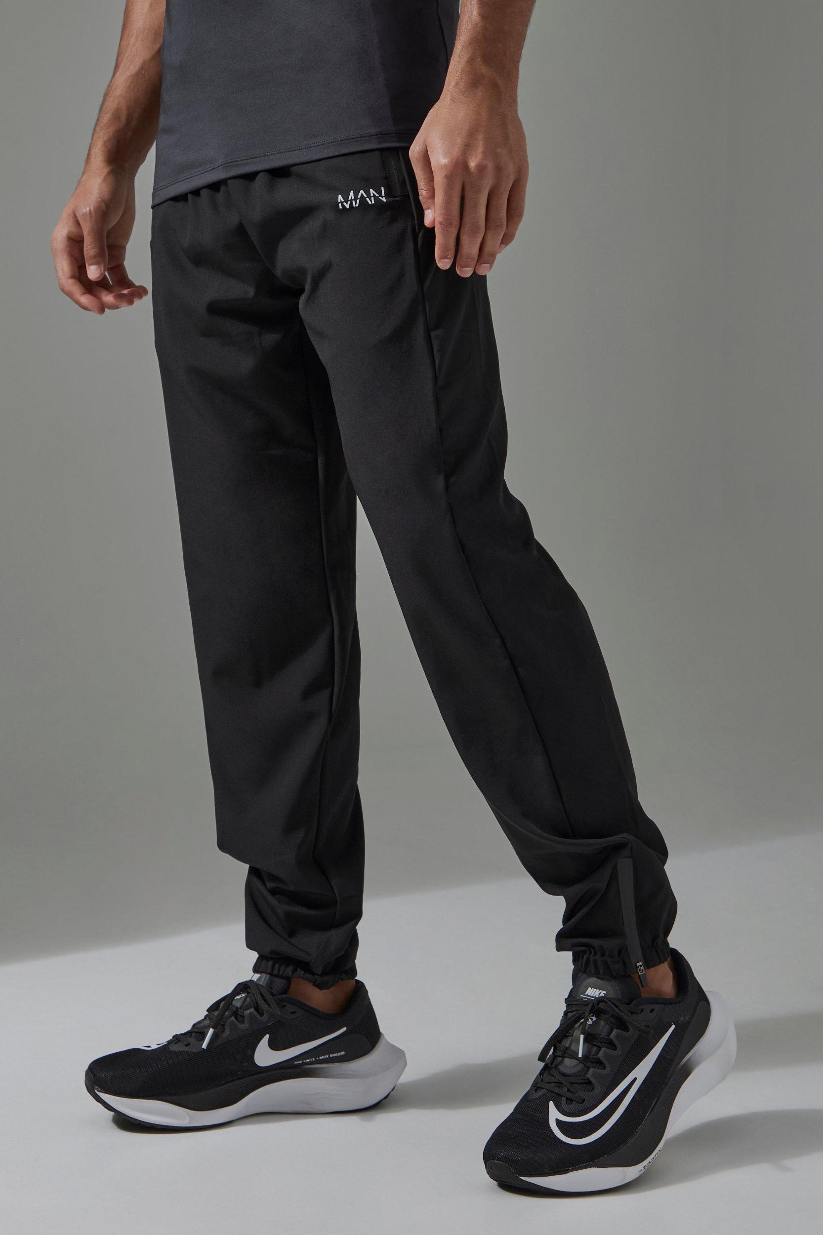 Mens Grey Man Active Perforated Stretch Woven Cuffed Jogger, Grey Product Image