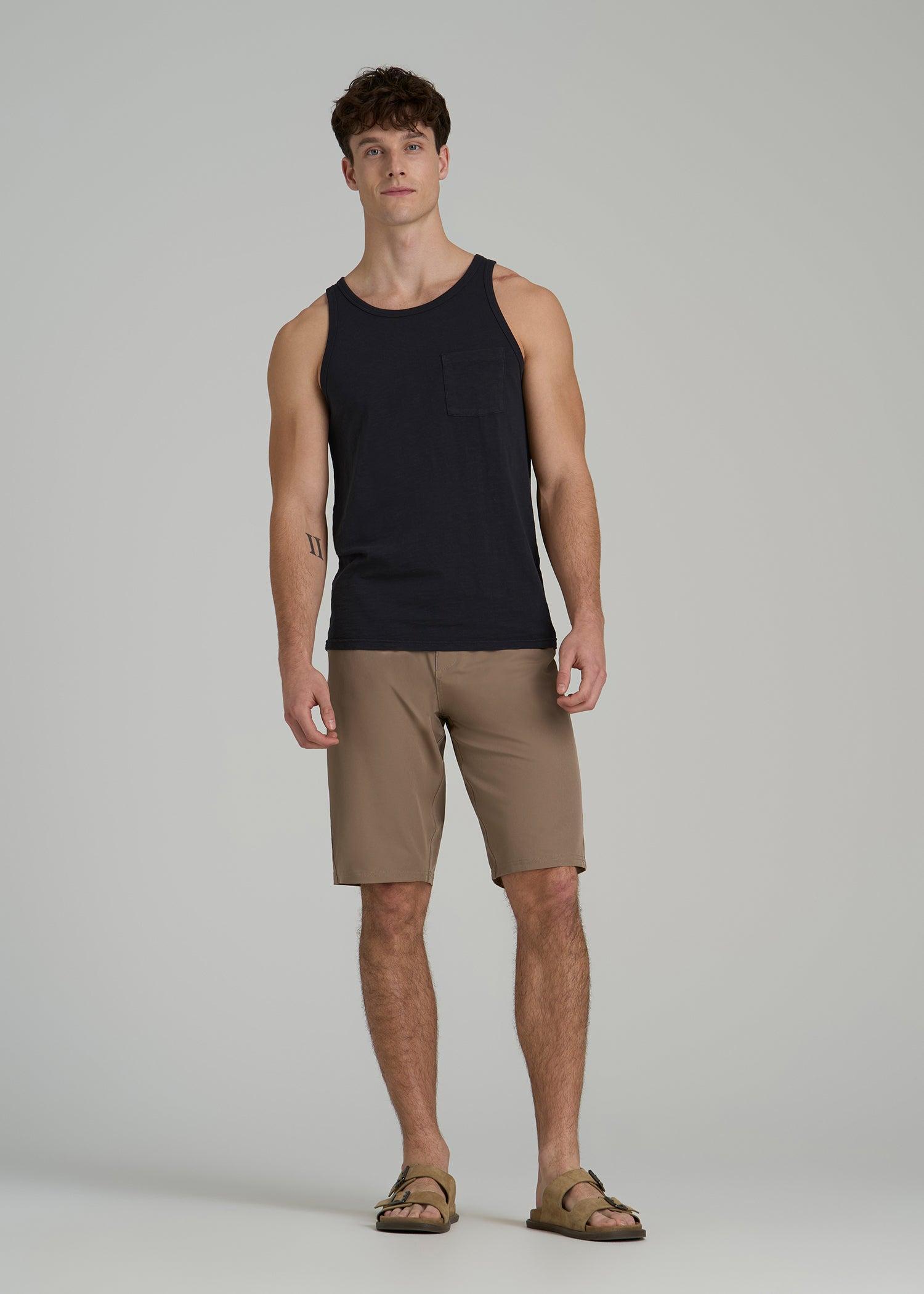Garment Dyed Slub Pocket Tall Men's Tank Top in Black Product Image