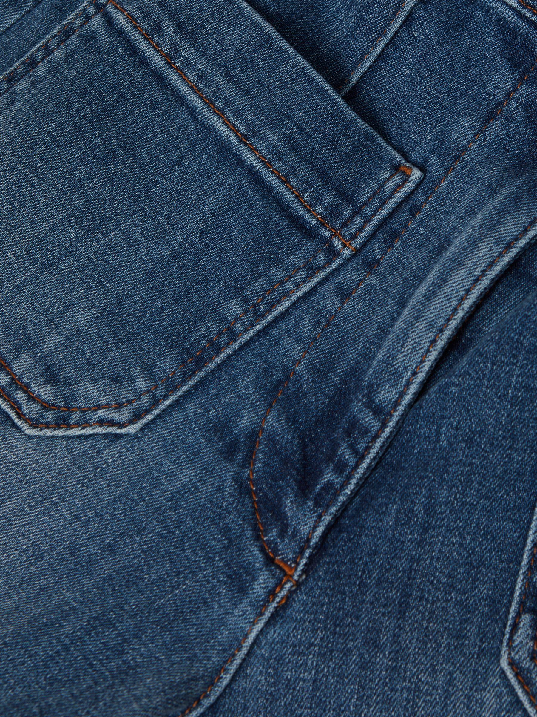 Petite Front Pocket Wide Leg Jeans in Mid Blue Product Image