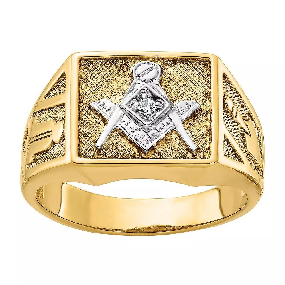 Masonic Collection Men's 10k Two-Tone Diamond Accent Blue Lodge Masonic Ring, 10k Gold Product Image
