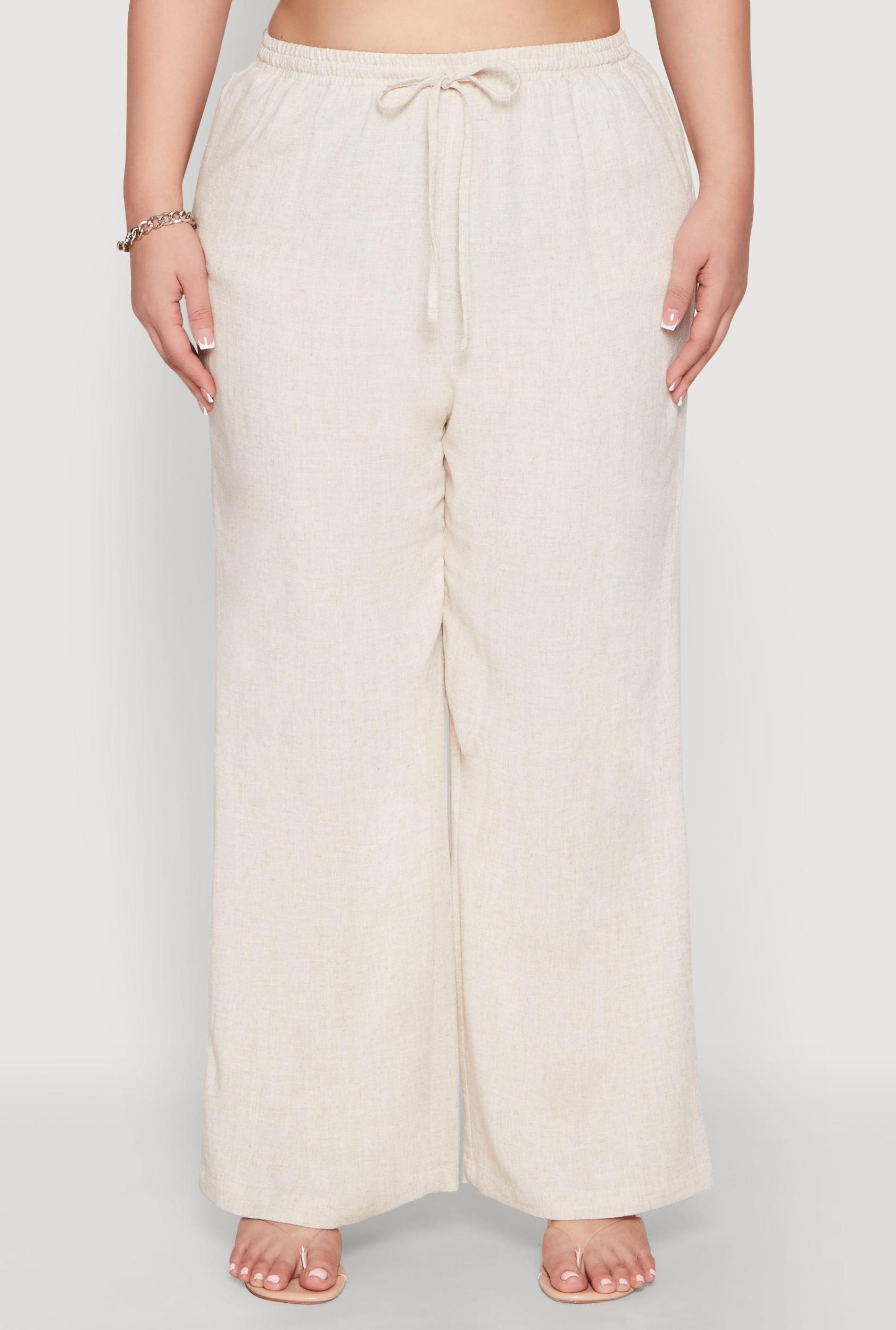 Womens Plus Size Linen High Waisted Pants Product Image