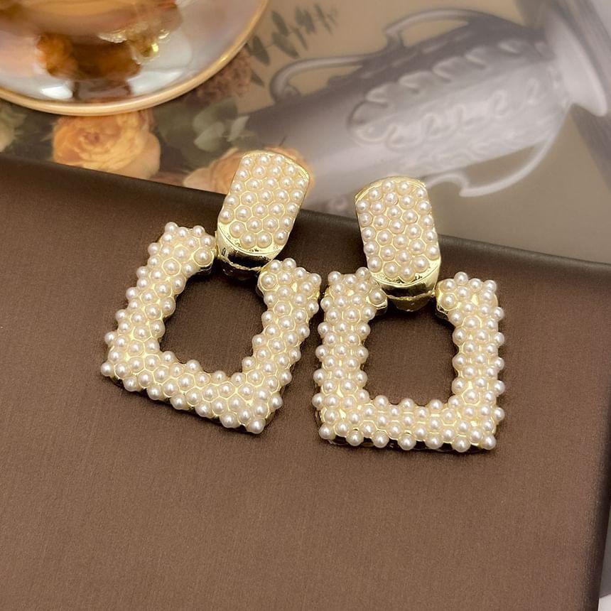 Square Faux Pearl Alloy Drop Earring Product Image