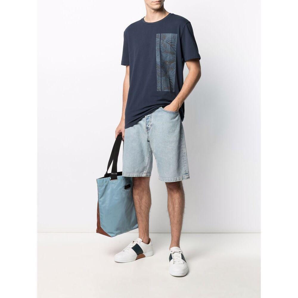 HUGO BOSS Graphic-print Cotton T-shirt In Blue Product Image