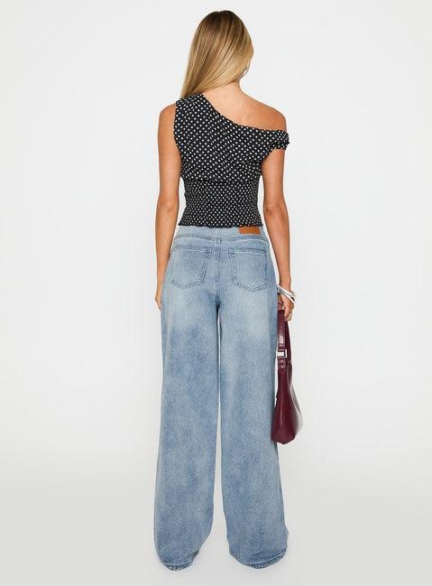 Bowe Low Rise Wide Leg Jeans Blue Product Image