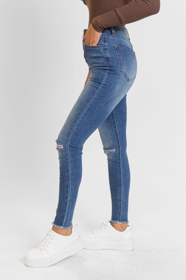 Chelsie Medium Wash Busted Knee Skinny Jeans FINAL SALE Product Image