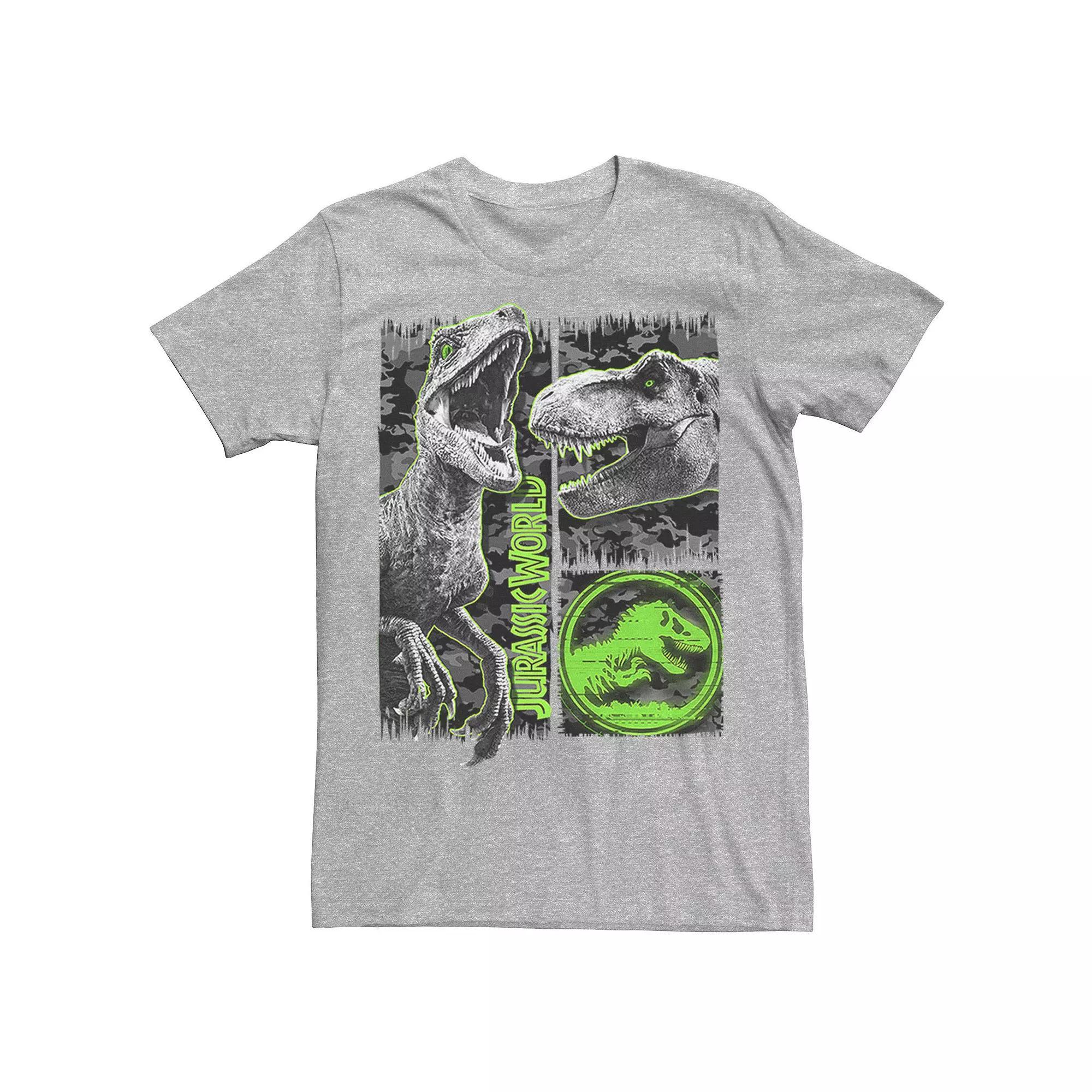 Men's Jurassic World Two Raptor T-Rex Camo Scratch Tee, Size: Small, Athletic Grey Product Image