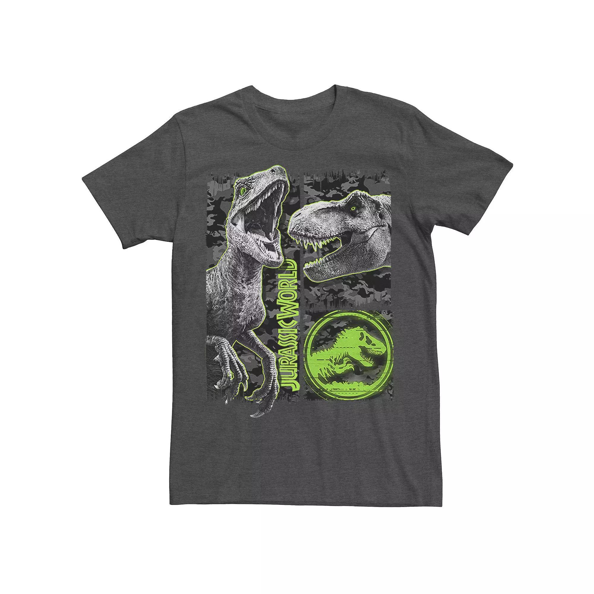 Men's Jurassic World Two Raptor T-Rex Camo Scratch Tee, Size: Small, Athletic Grey Product Image