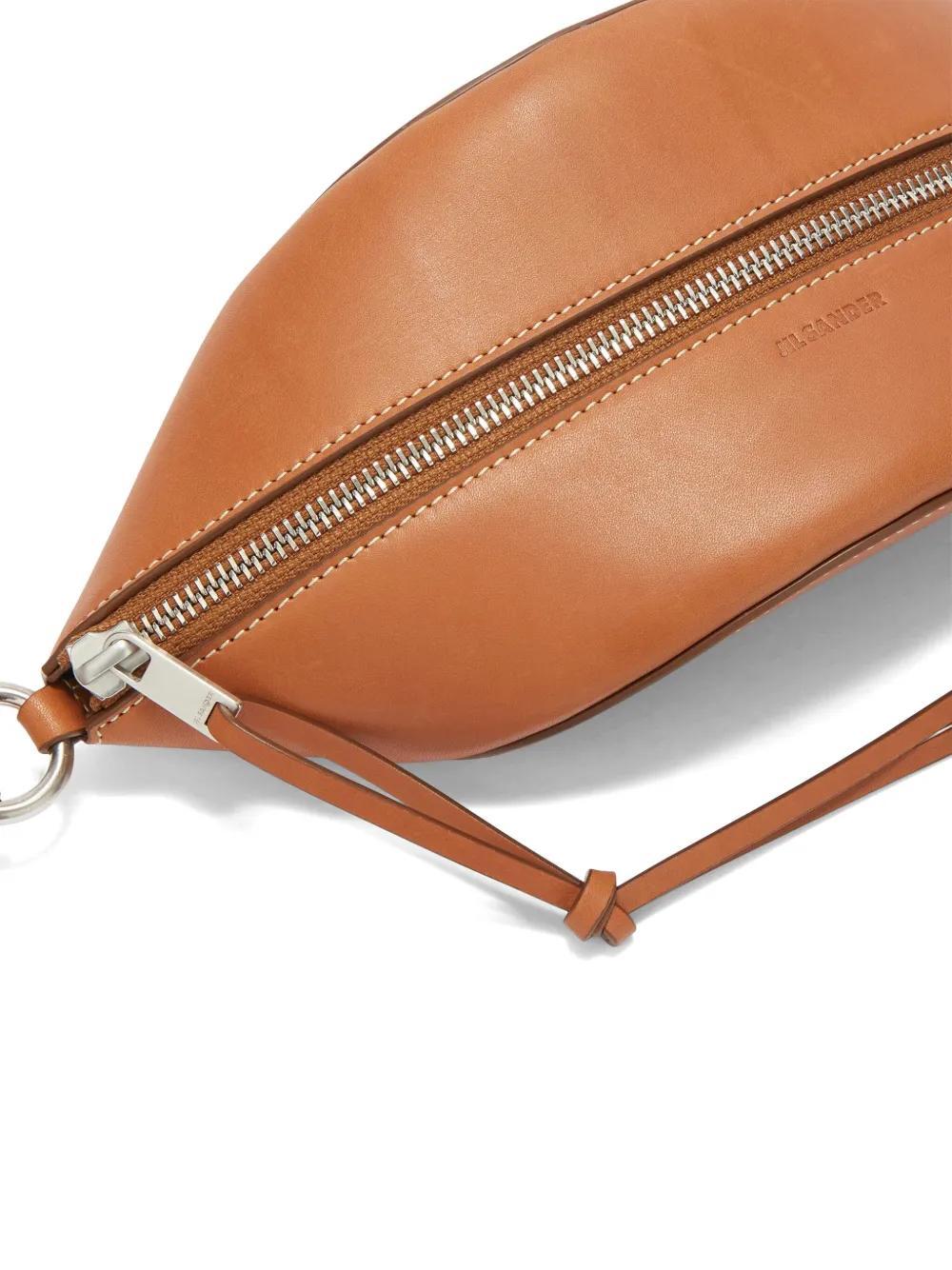 JIL SANDER Logo-debossed Leather Belt Bag In Brown Product Image