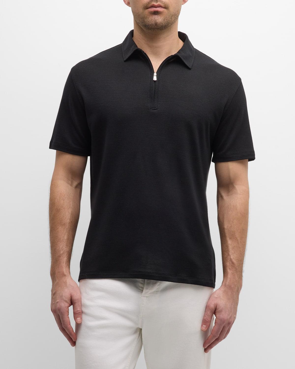 Men's Wool Quarter-Zip Polo Shirt Product Image