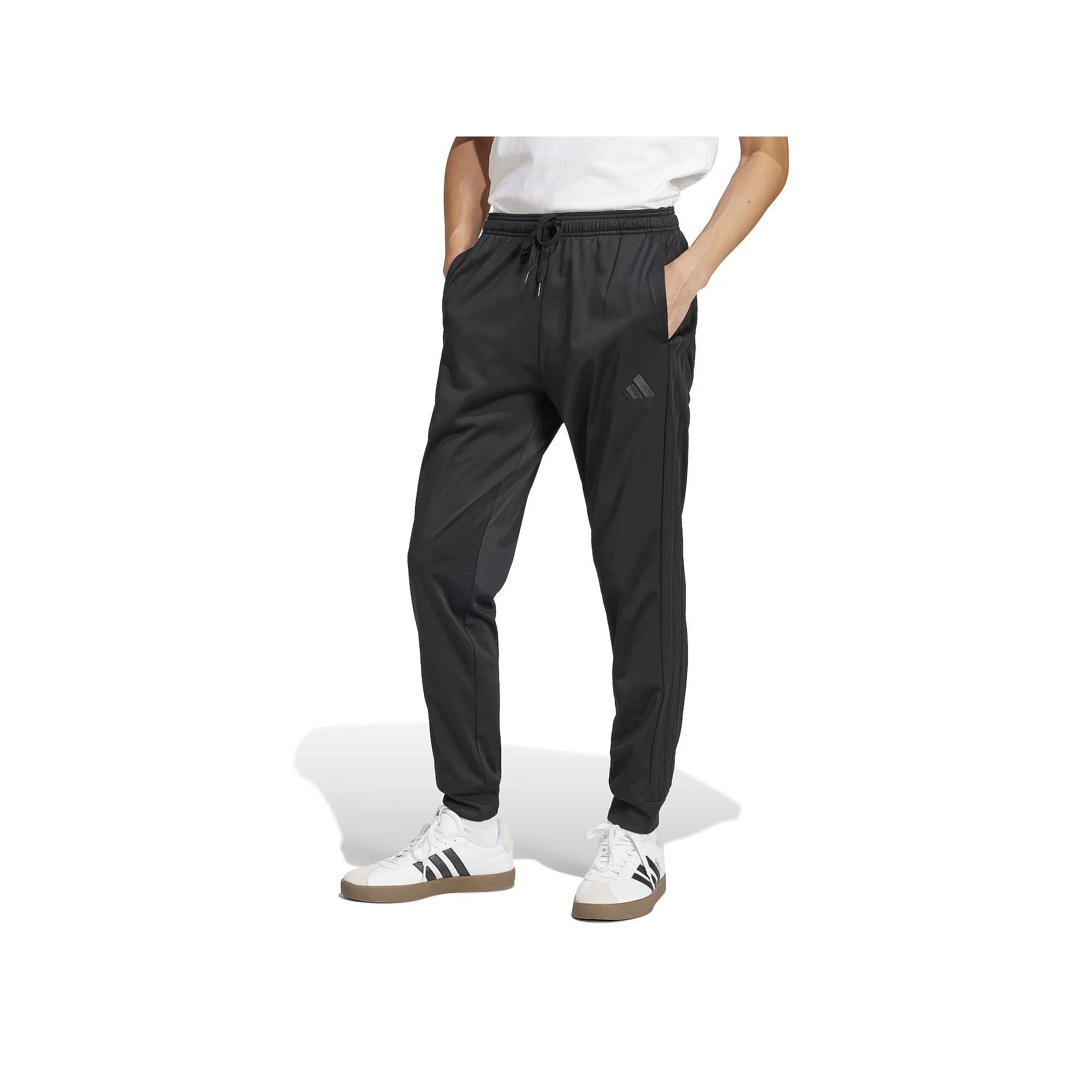 Men's adidas 3-Stripes Tricot Tapered Track Pants, Size: Small, Black Black Product Image