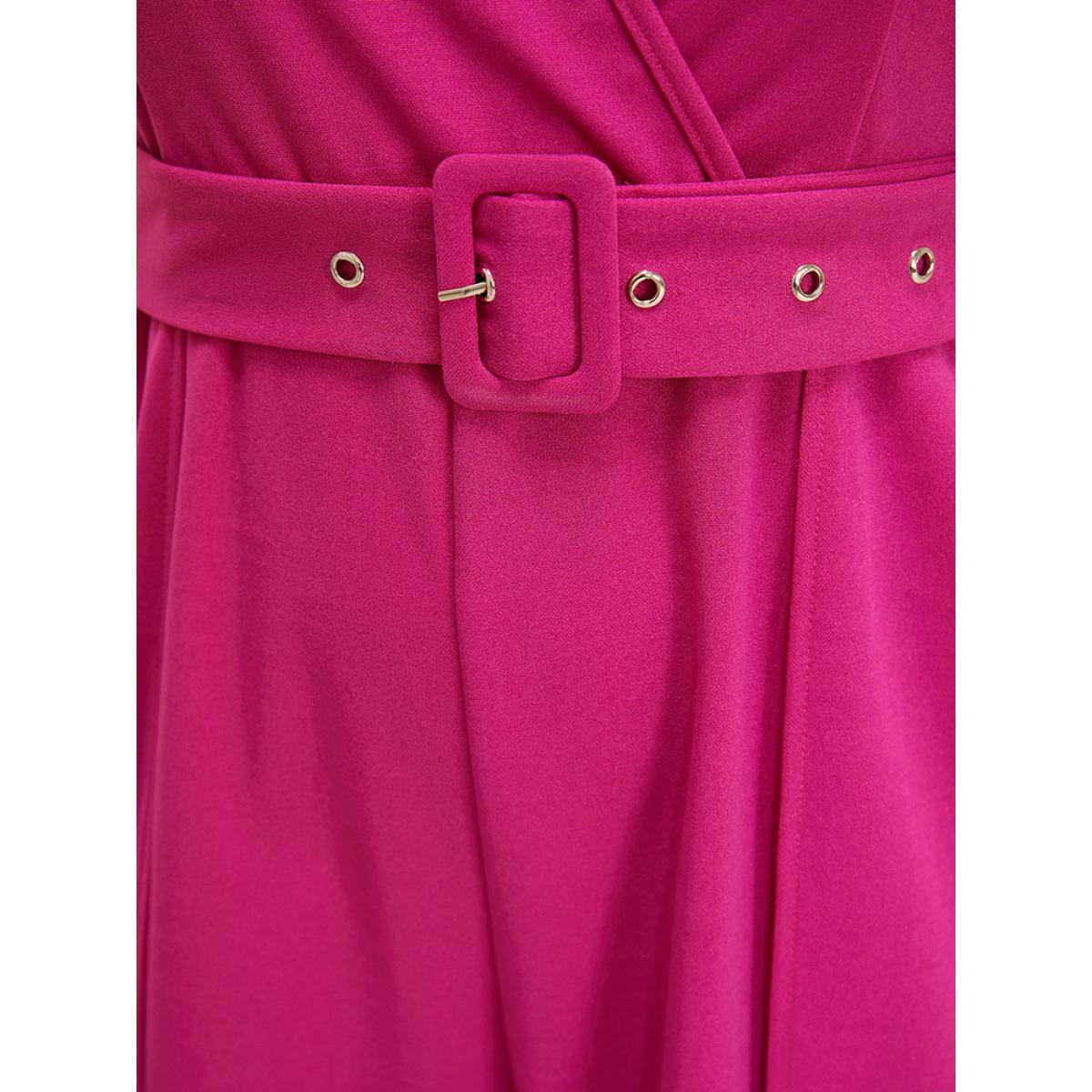 Plus Size Magenta Plain Pocket Wrap Buckle Belt Jumpsuit Women Glamour Sleeveless Spaghetti Strap Going out Loose Jumpsuits BloomChic 18-20/2X Product Image