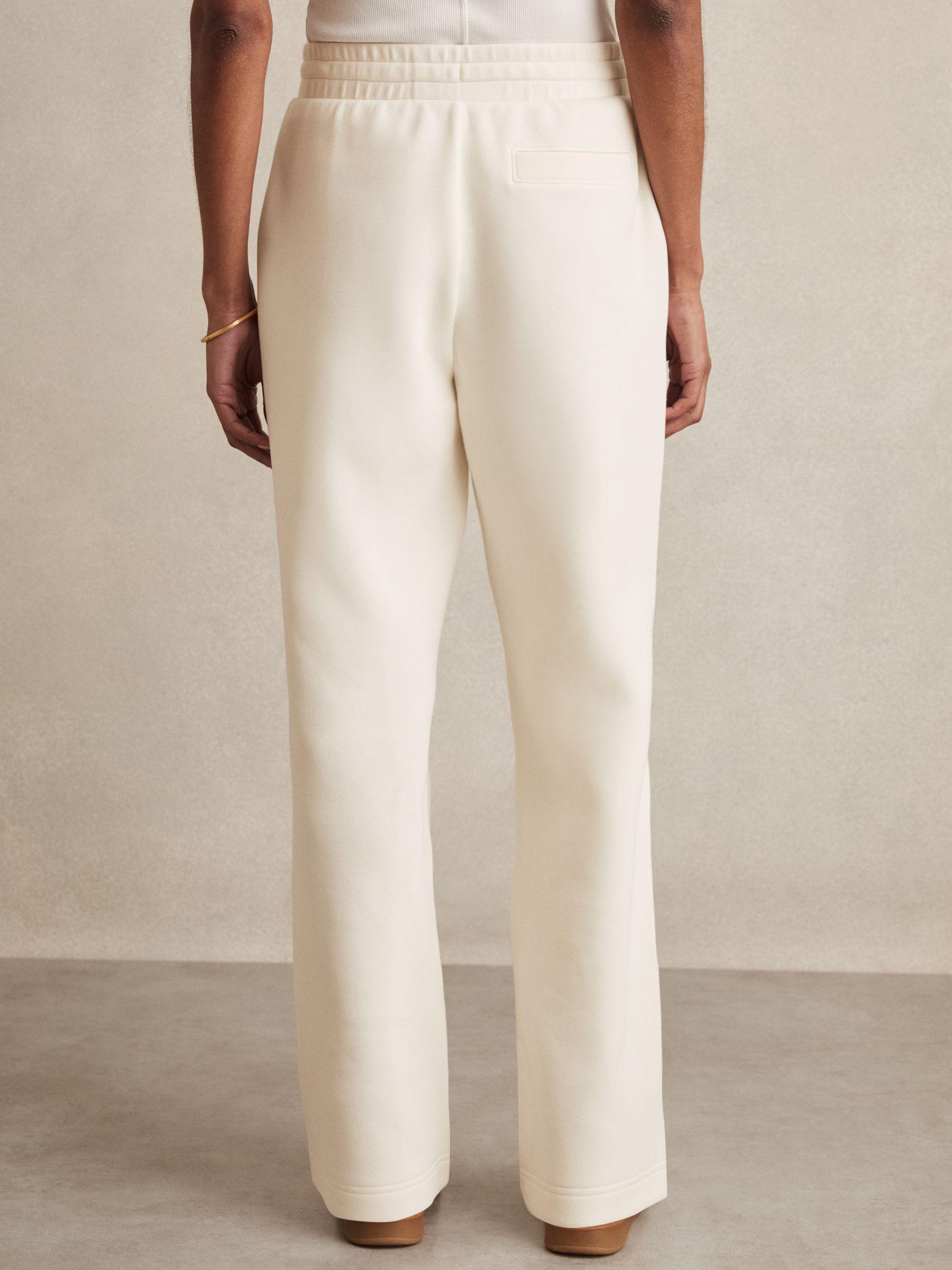 Cotton-Blend Interlock Wide-Leg Joggers in Ivory Product Image