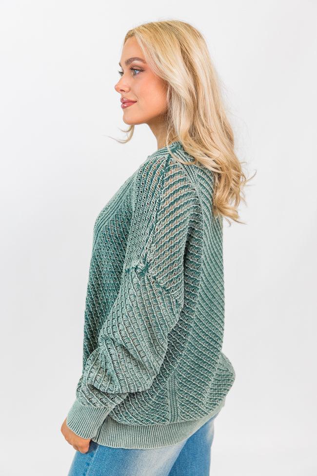 It's Too Easy Olive Acid Wash Sweater FINAL SALE Product Image