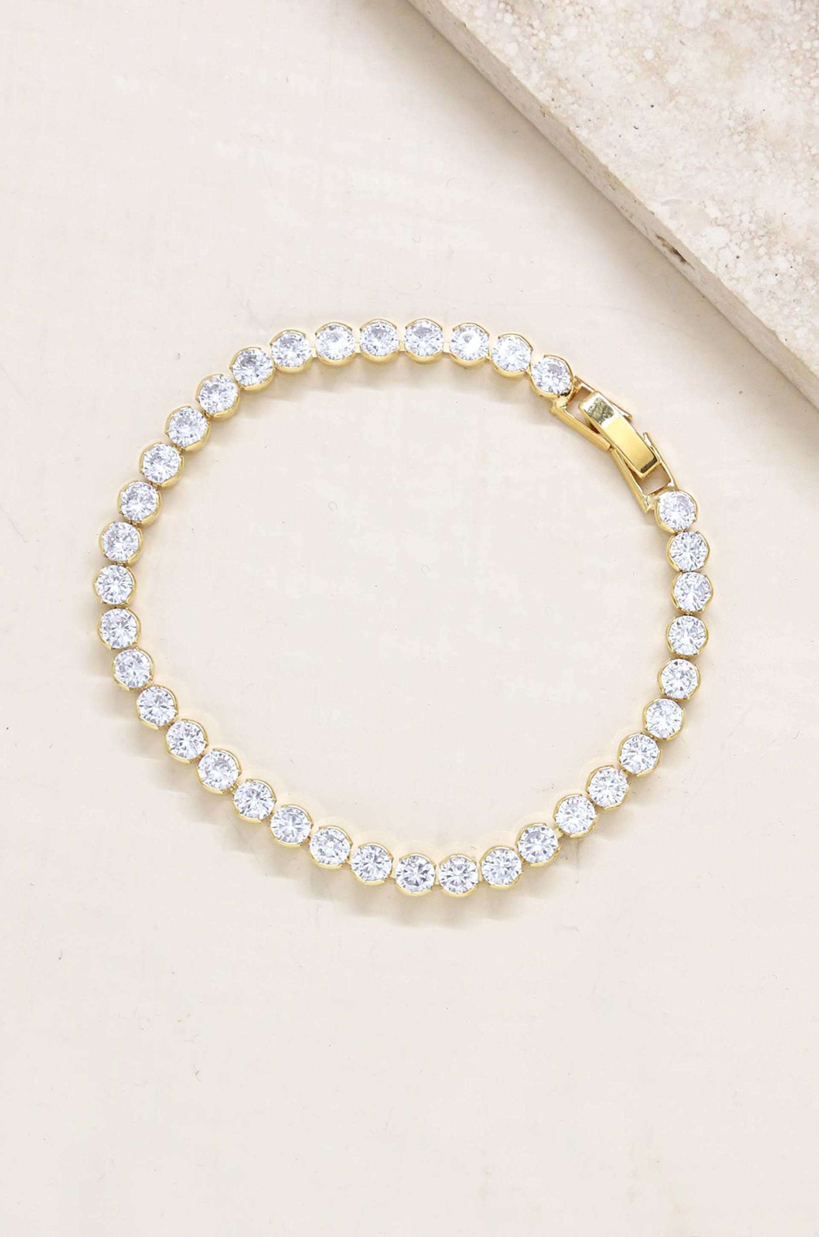 Crystal Chain 18k Gold Plated Tennis Bracelet Product Image