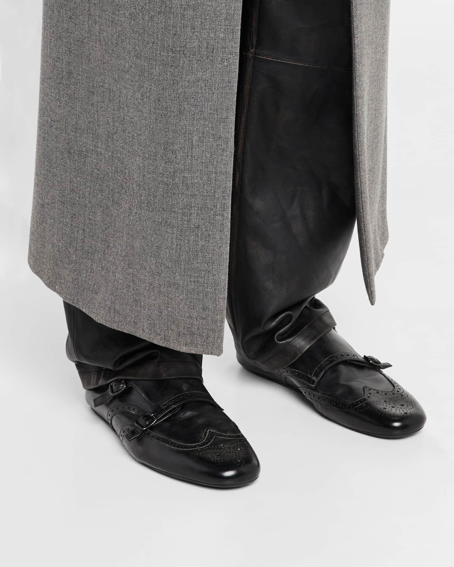 Men's Shuffle Brogue Leather Double-Monk Slip-On Product Image