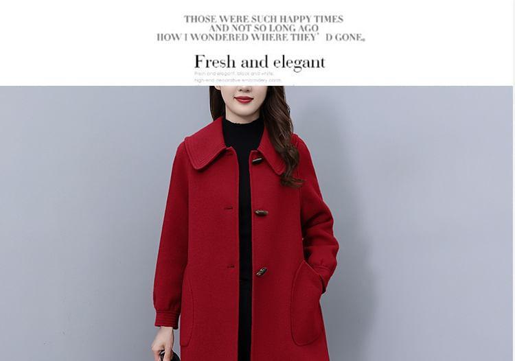 Collared Plain Button Coat Product Image