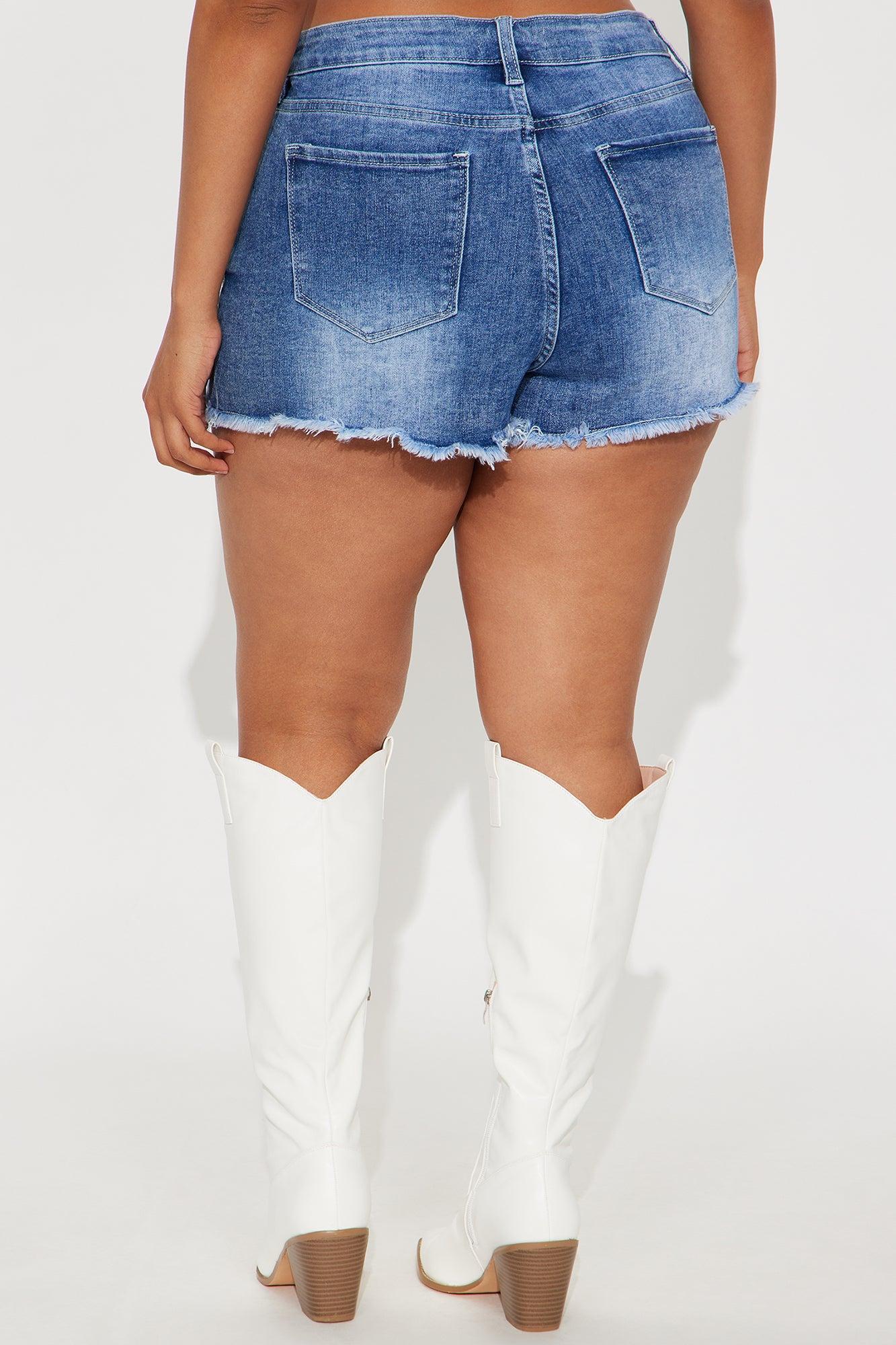 Opening Up Stretch Denim Shorts - Vintage Wash Product Image