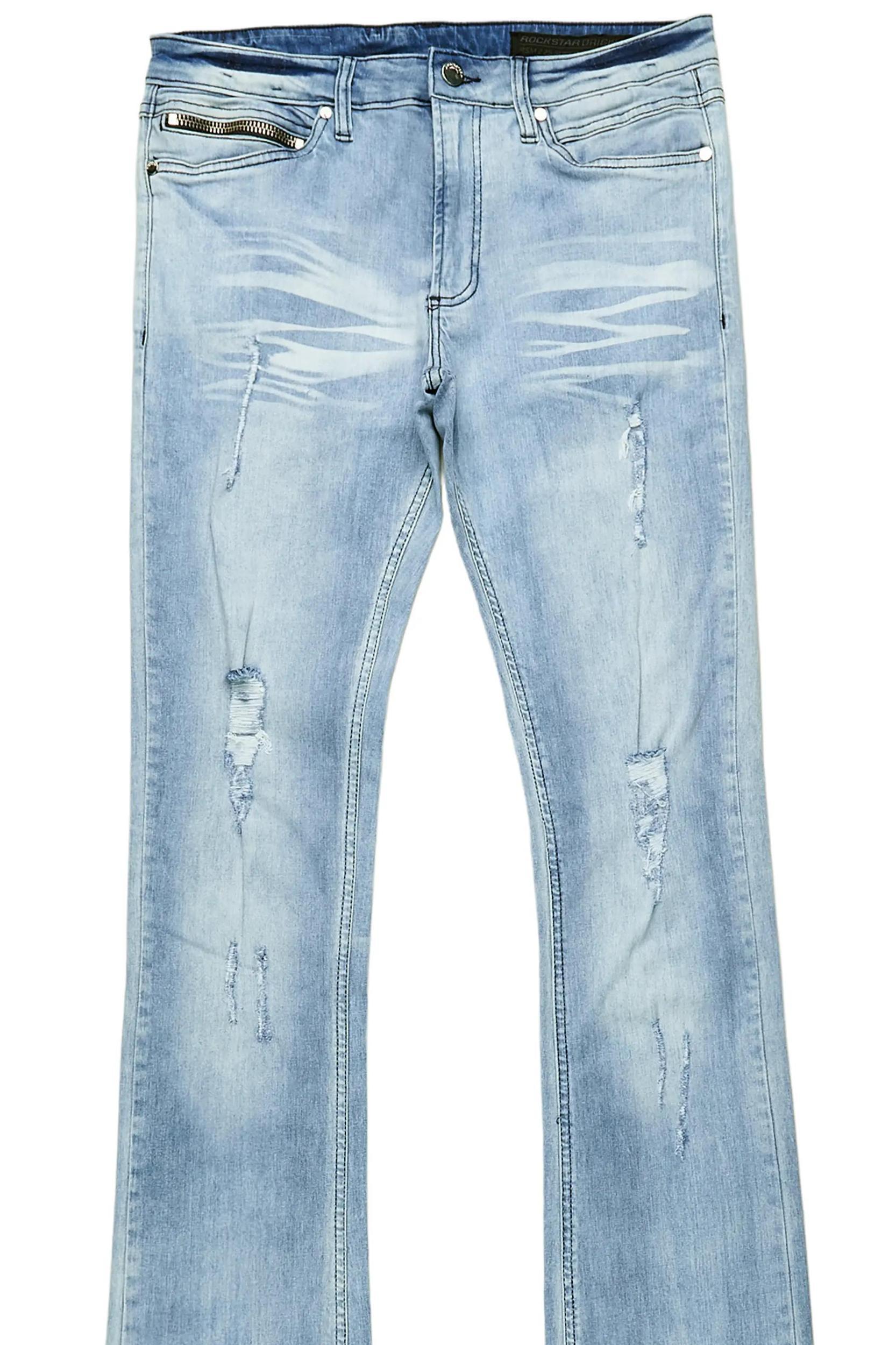 Faby Light Blue Super Stacked Flare Jean Male Product Image