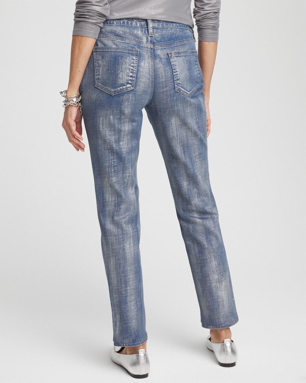 Girlfriend Silver Coated Ankle Jeans Product Image