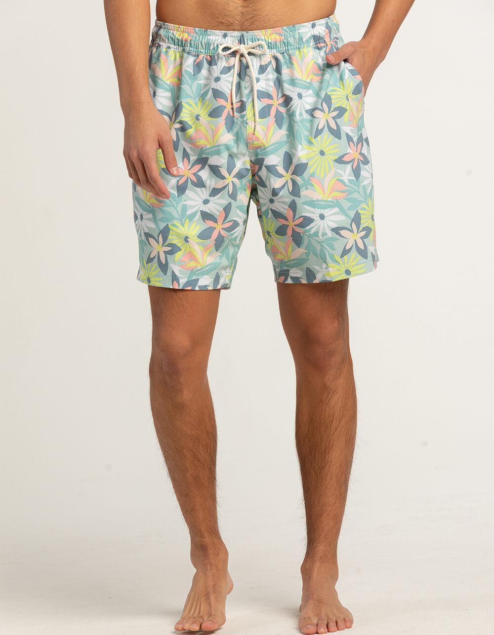 BLUE CROWN Paradise Daisies Mens 7" Swim Shorts Product Image