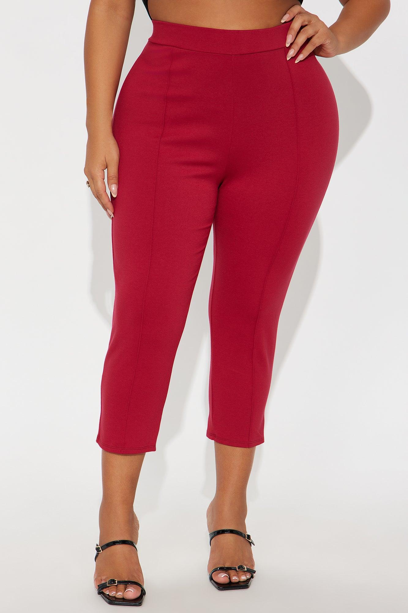 Daniella Pintuck Ponte Capri Legging - Red Product Image