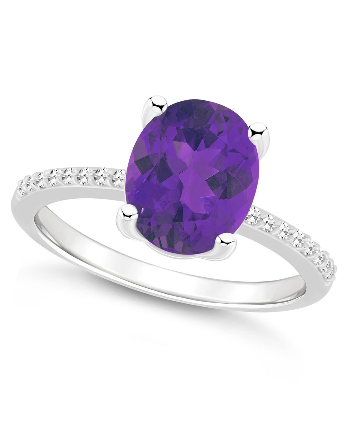 Alyson Layne Sterling Silver 10 mm x 8 mm Oval Gemstone & 1/10 Carat T.W. Diamond Ring, Women's, Purple Product Image