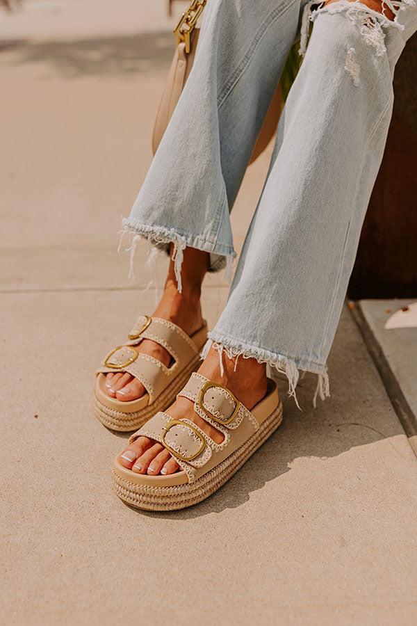 The Livy Faux Nubuck Platform Sandal in Taupe Product Image