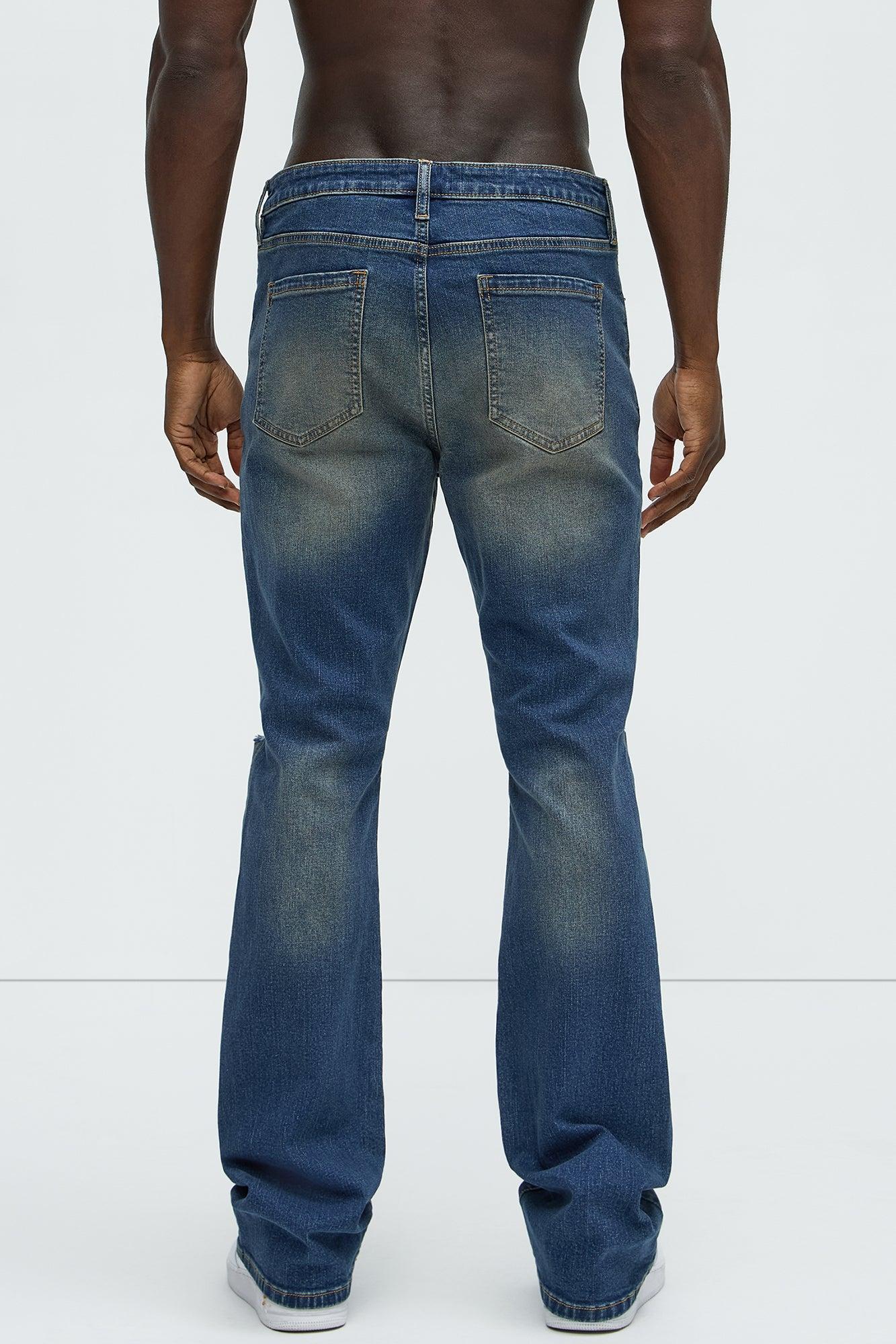 Arch Stacked Skinny Flare Jeans - Dark Wash Product Image