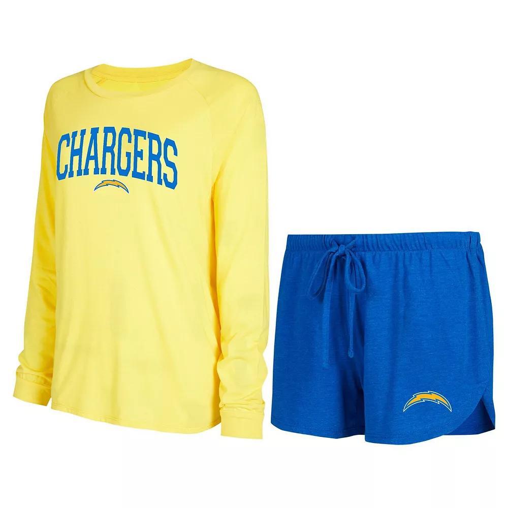 Womens Concepts Sport Royal/Gold Los Angeles Chargers Raglan Long Sleeve T-Shirt & Shorts Lounge Set Product Image