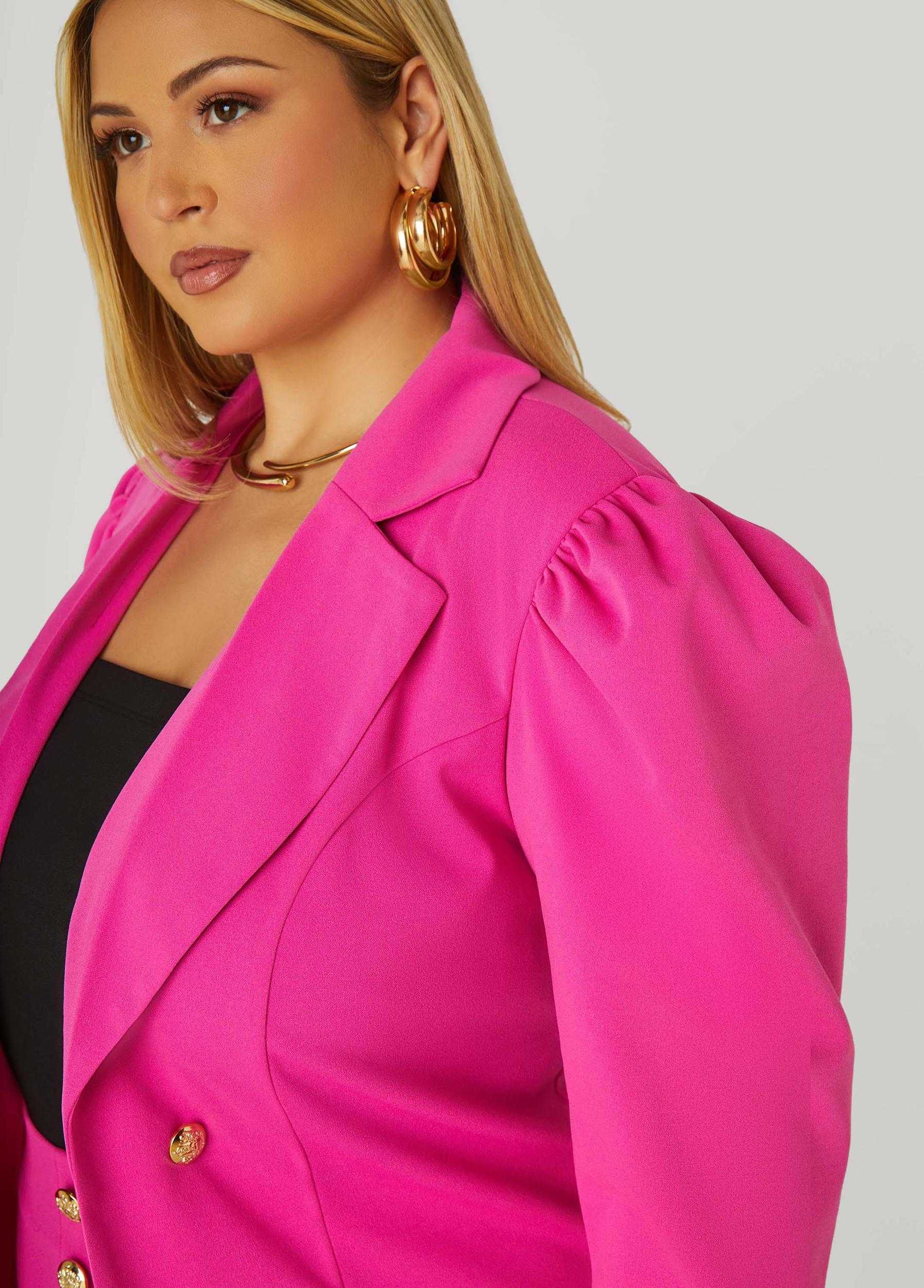 Button Front Crepe Blazer Product Image