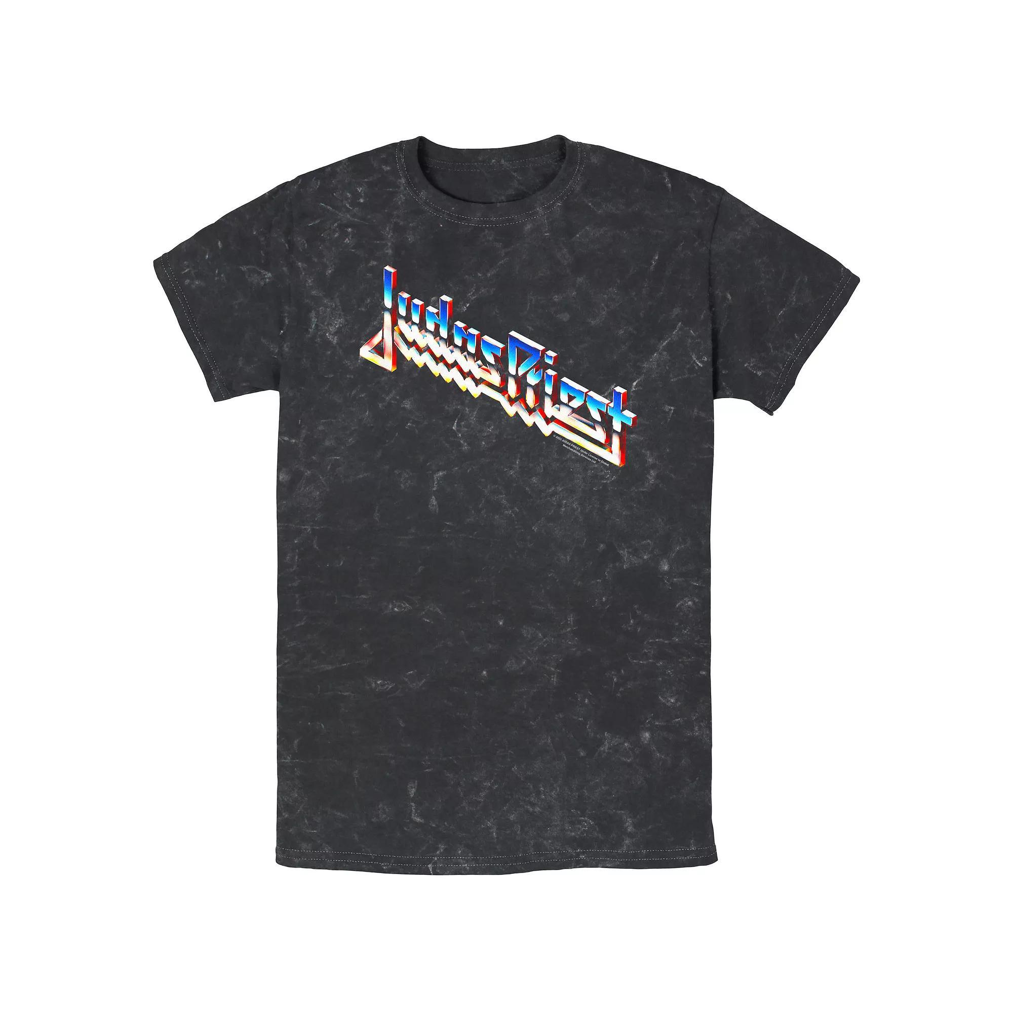 Men's Judas Priest Logo Mineral Wash Graphic Tee, Size: Small, Black Product Image