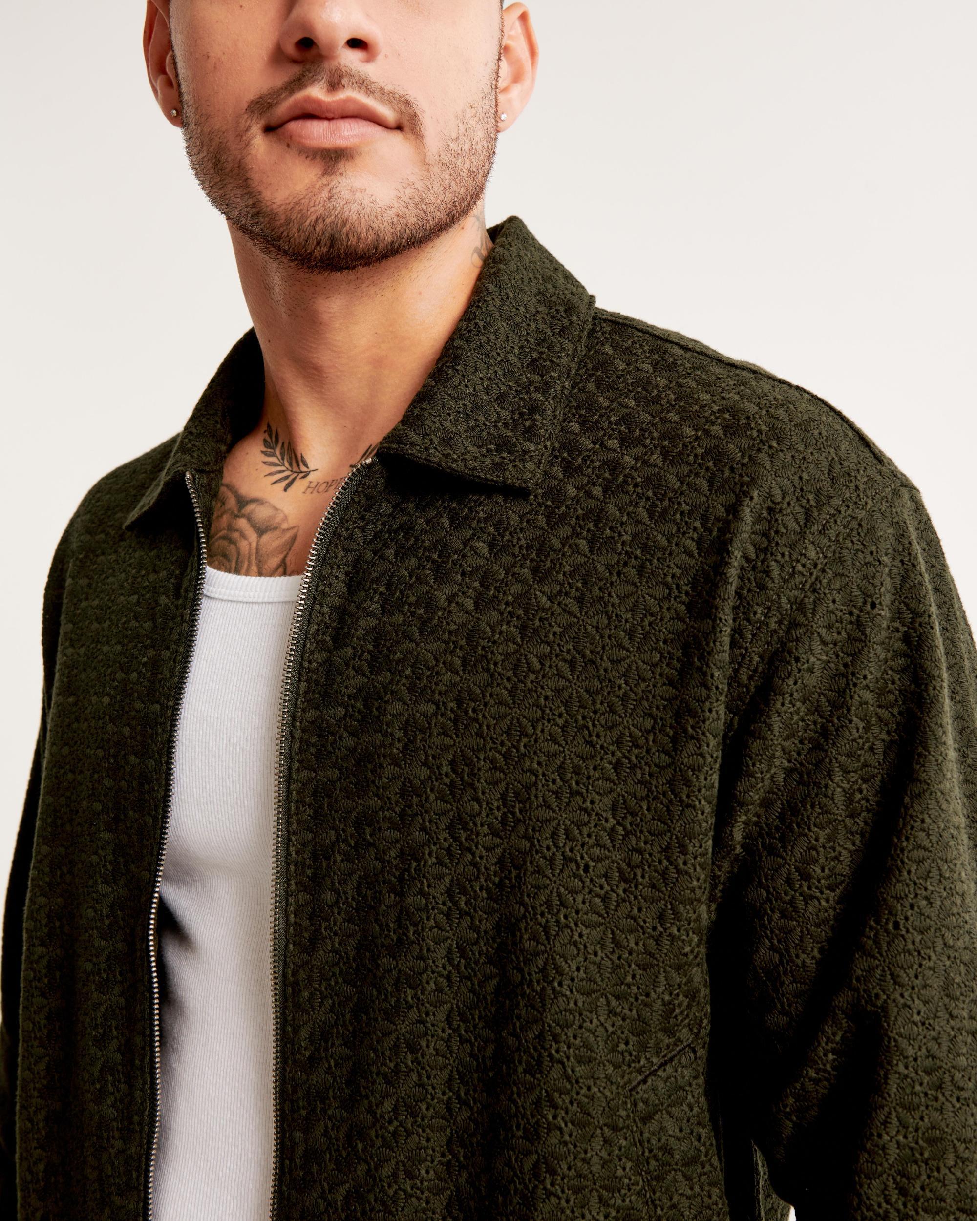 Cropped Lace Zip Trucker Jacket Product Image