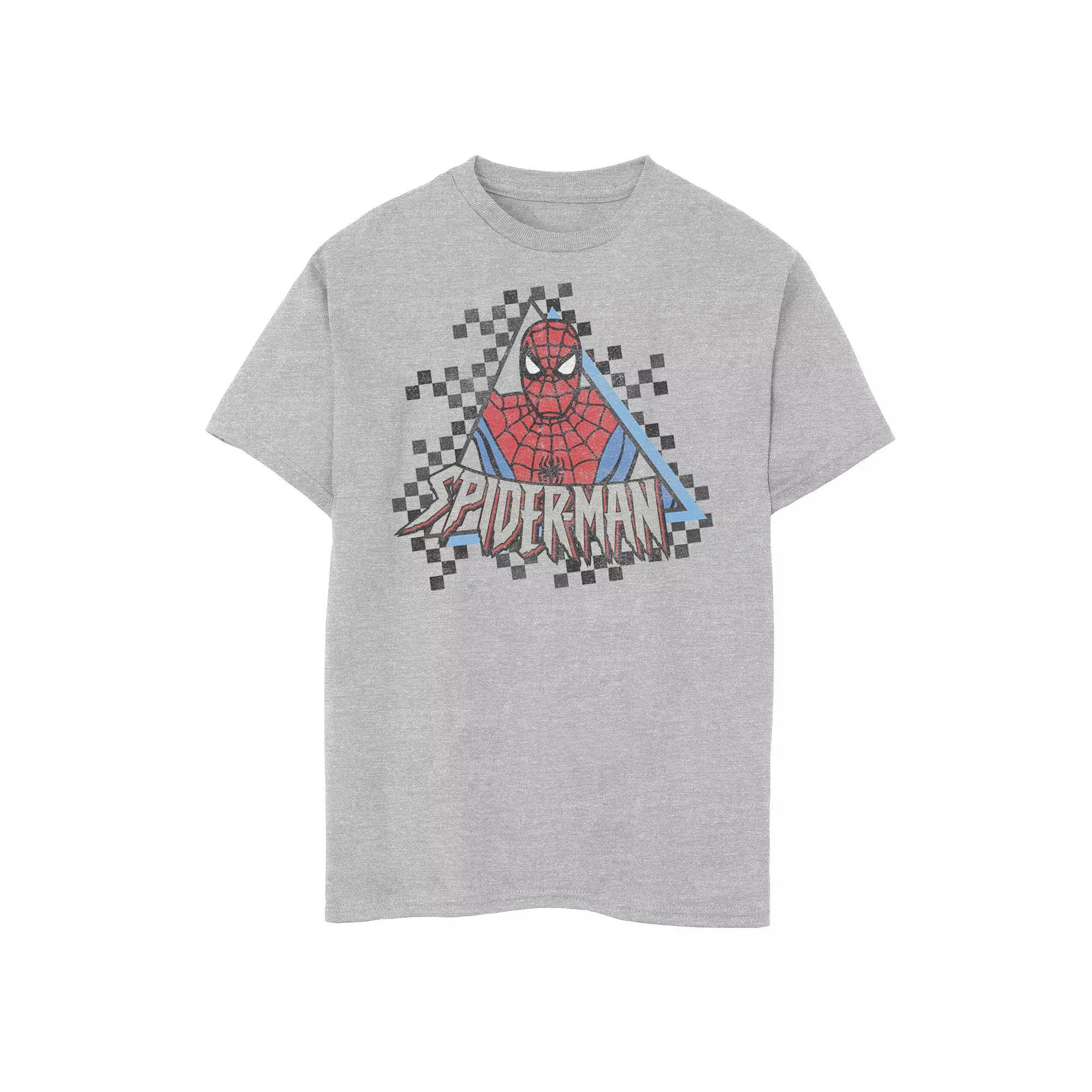 Boys 8-20 Marvel Spider-Man Checkerboard Retro Portrait Graphic Tee, Boy's, Size: XS, Athletic Grey Product Image