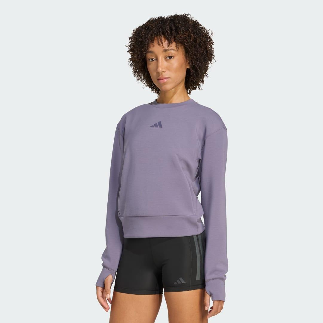 adidas Designed-for-Training Warm-Up Crewneck Sweatshirt Preloved Teal 2XL Womens Product Image
