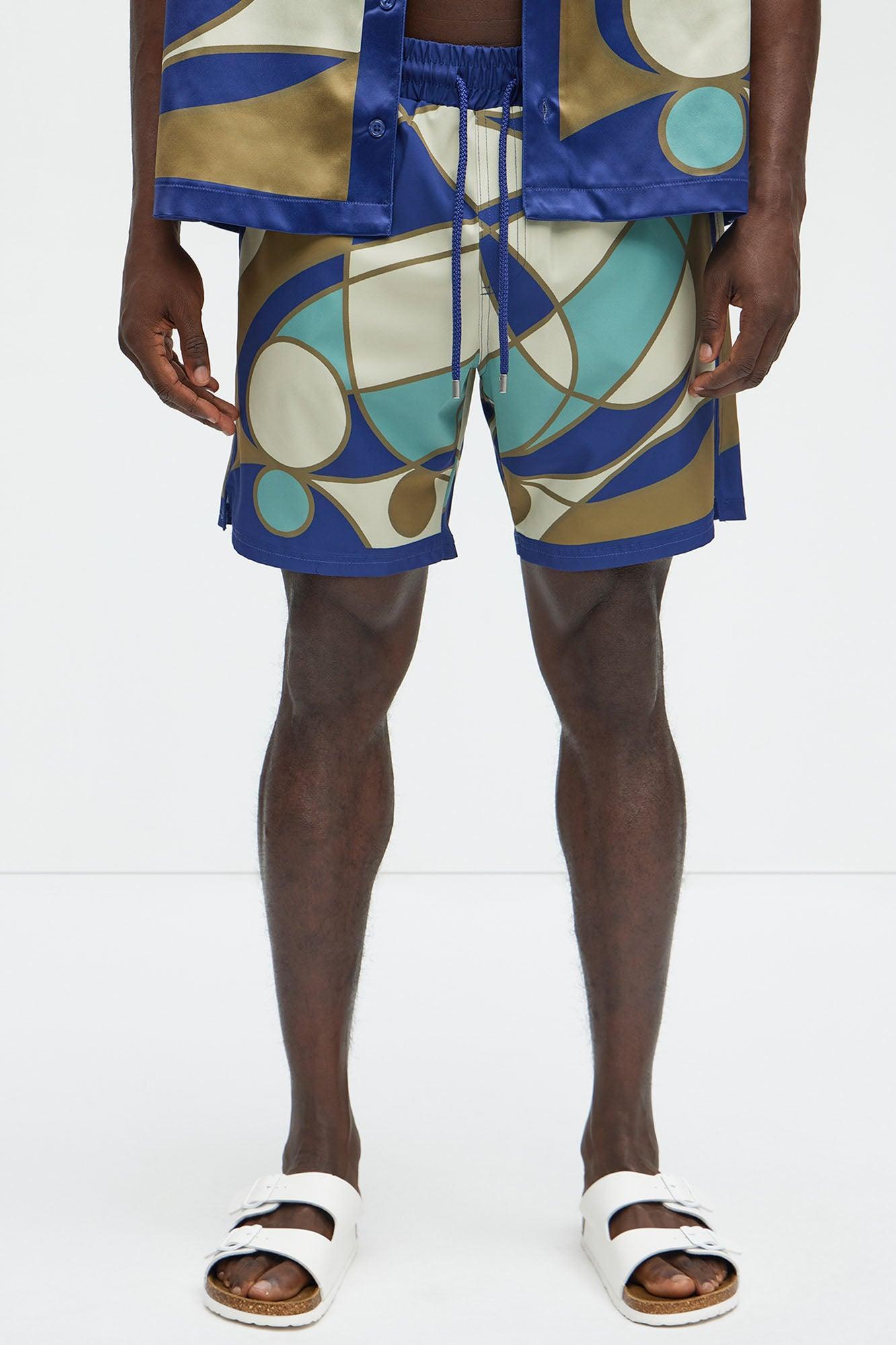 Geometric Paneled Swim Classic Trunk - Multi Color Product Image