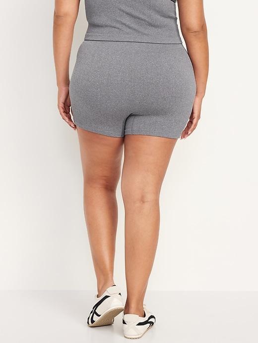 Extra High-Waisted Seamless Ribbed Biker Shorts -- 4-inch inseam Product Image