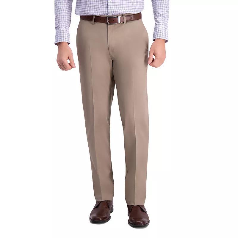 Mens Haggar Iron Free Premium Khaki Slim-Straight Fit Flat Front Perfect Fit Waistband Casual Pant Grey Gray Product Image