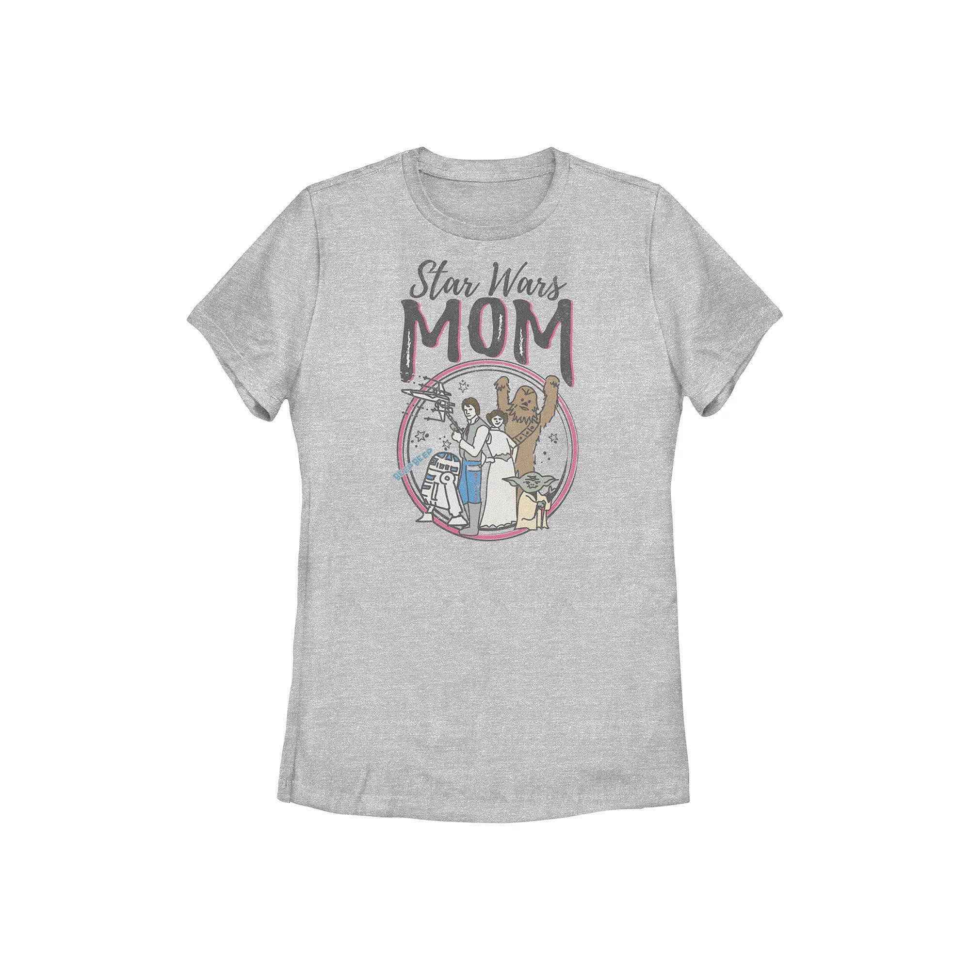 Women's Star Wars Mom Character Collage Graphic Tee, Size: XXL, Athletic Grey Product Image