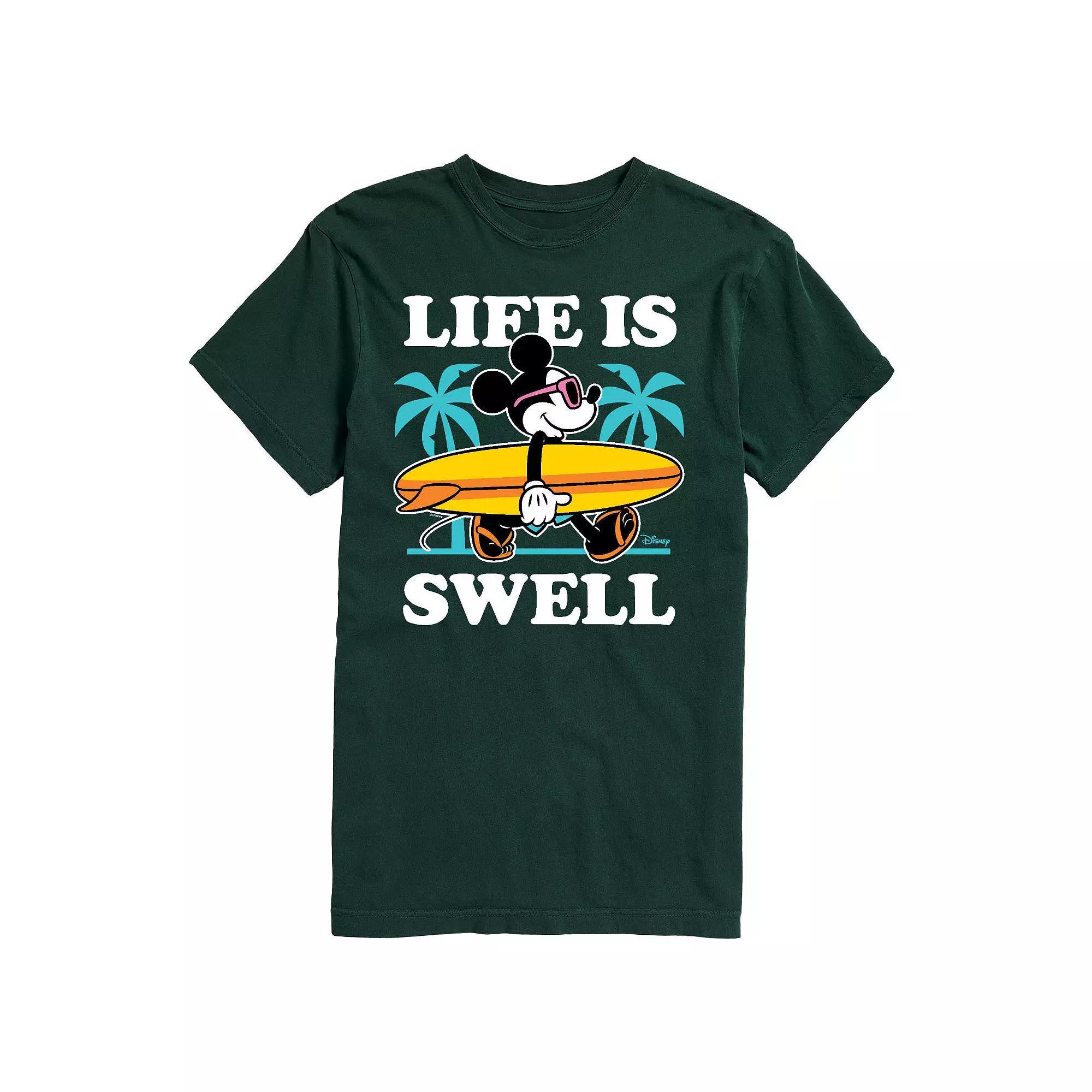 Disneys Mickey Mouse Mens Palm Trees Life Is Swell Graphic Tee Product Image