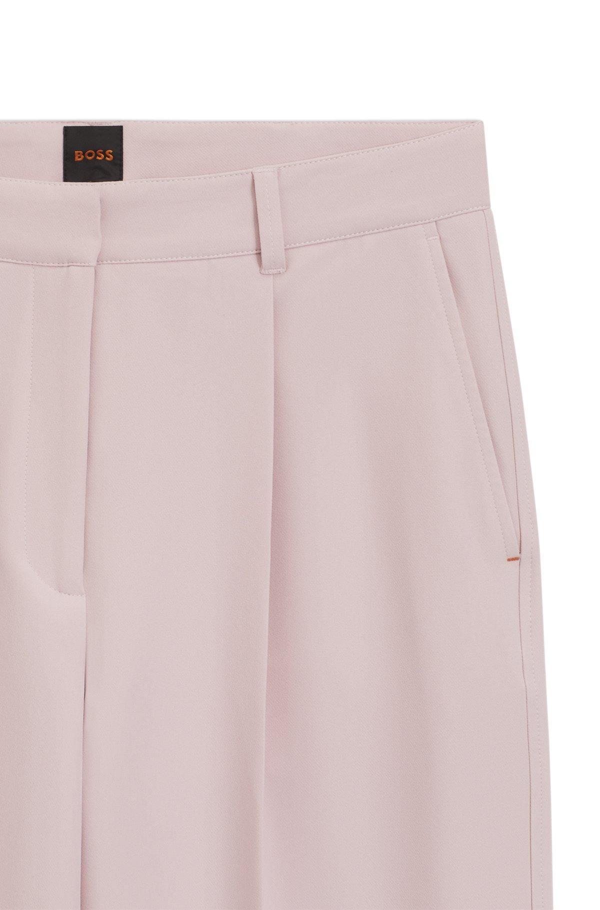 BOSS - Regular-fit wide-leg pants in stretch fabric - Light Purple Product Image