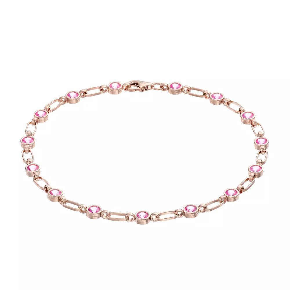 Womens Kristen Kesho Kristen Kesho, Sterling Silver Lab-Created Pink Sapphire Tennis Bracelet, Women's, Size: 7.5", Pink Tone Product Image