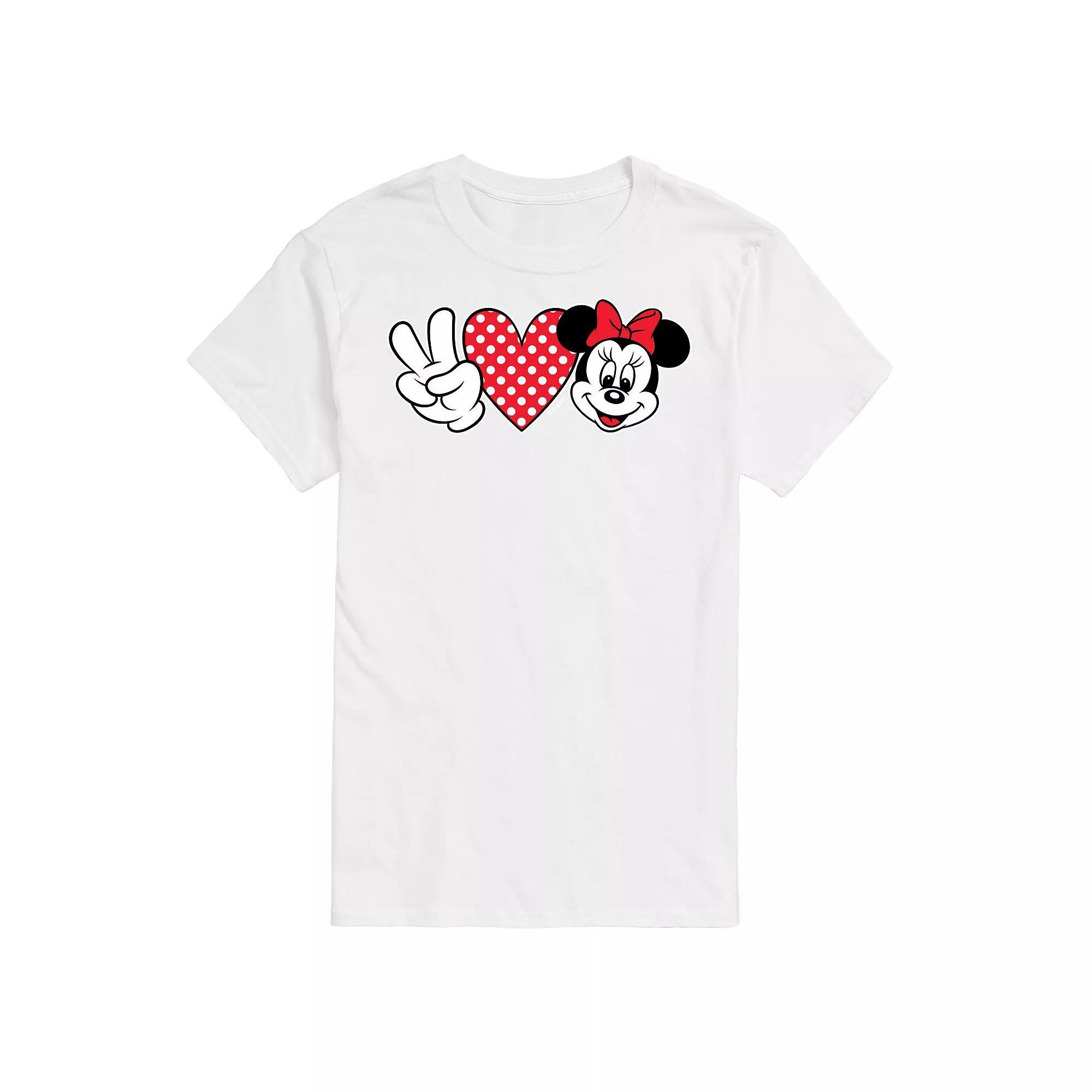 Disney's Minnie Mouse Big & Tall Peace Love Graphic Tee, Men's, Size: Large Tall, White Product Image